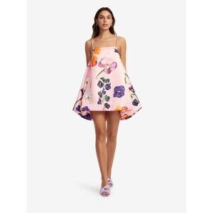 NEW LEO LIN Patsy Embellished Puff Floral Print Mini Dress US4/UK8